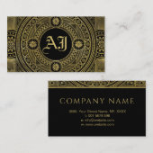 Eleganter Gold Monogramm-Rahmen Visitenkarte (Vorne/Hinten)