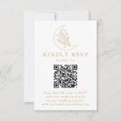 Eleganter Gold Moon and Stars QR Code Wedding RSVP Karte (Vorderseite)