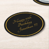 Eleganter Gold Name Happy Birthday Paper Untersetz Runder Pappuntersetzer (Angewinkelt)