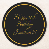 Eleganter Gold Name Happy Birthday Paper Untersetz