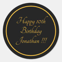 Eleganter Gold Name Happy Birthday Round Sticker