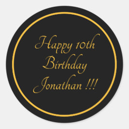 Eleganter Gold Name Happy Birthday Round Sticker