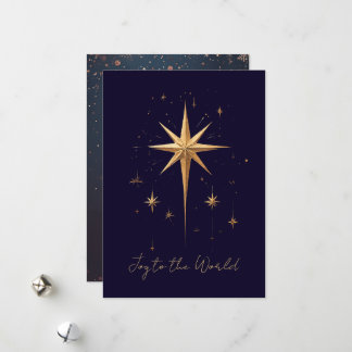 Eleganter Gold North Star auf tiefblauem Hintergru Feiertagskarte