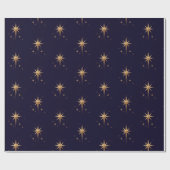 Eleganter Gold North Star auf tiefblauem Hintergru Geschenkpapier (Flach)