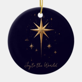 Eleganter Gold North Star auf tiefblauem Hintergru Keramik Ornament