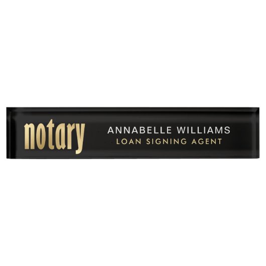 Eleganter Gold Notary Loan Agent Namensplakette (Vorderseite)