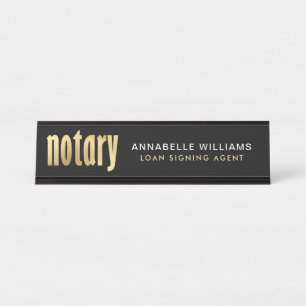 Eleganter Gold Notary Loan Agent Schreibtischnamensplakette