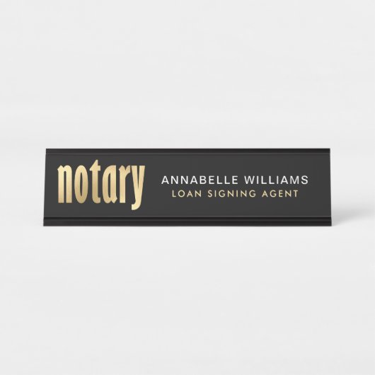 Eleganter Gold Notary Loan Agent   Schreibtischnamensplakette (Vorderseite )