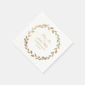 Eleganter Gold Olive Branch Wreath Wedding Cocktai Serviette (Ecke)