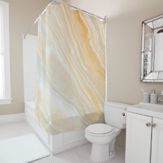 Eleganter Gold-Onyx-Fluid-Marmor-Achat Duschvorhang