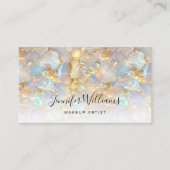 Eleganter Gold Opal Stone QR Code Salon Visitenkarte (Vorderseite)