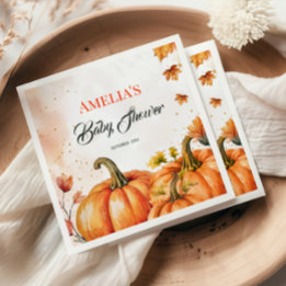 Eleganter Gold-Orange-Aquarell-Kürbis Herbstlaub Serviette