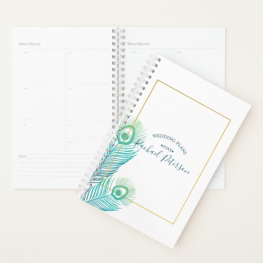 Eleganter Gold Peacock Wedding Planer Kalender (Anzeige)