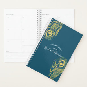 Eleganter Gold Peacock Wedding Planer Kalender