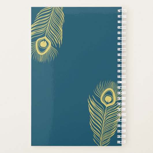 Eleganter Gold Peacock Wedding Planer Kalender (Rückseite)