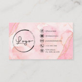 Eleganter Gold Pink Glitzer QR Code Modernes Foto Visitenkarte (Rückseite)