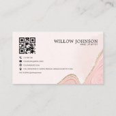 Eleganter Gold Pink Glitzer QR Code Modernes Monog Visitenkarte (Rückseite)