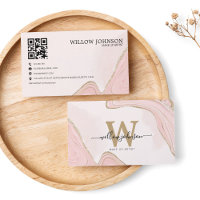 Eleganter Gold Pink Glitzer QR Code Modernes Monog