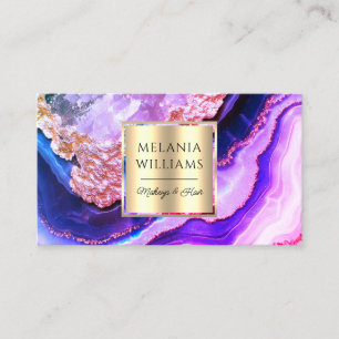 Eleganter Gold-Purple-Marmor-Achat-Geoden-QR-Code Visitenkarte