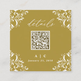 Eleganter Gold QR Code Hochzeitdetails Begleitkarte