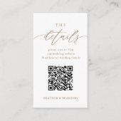 Eleganter Gold QR Code Hochzeitdetails Begleitkarte (Vorderseite)