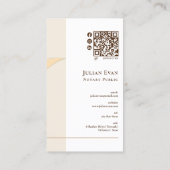 Eleganter Gold Quill Pen Elfenbeinnotar Public Qr Visitenkarte (Rückseite)