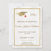 Eleganter Gold Red Foto Cap Abschluss Ankündigung (Vorderseite)