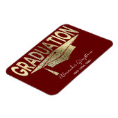 Eleganter Gold Red Save the Date Abschluss Magnet (Linke Seite)