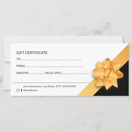 Eleganter Gold Ribbon Geschenkgutschein (Rückseite)