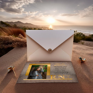 Eleganter Gold RN Caduceus Foto Abschluss Acryleinladungen