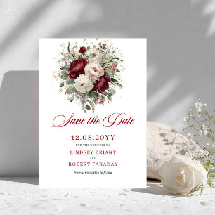 Eleganter Gold-Rosé-Burgunder-Farben Termin merken Save The Date