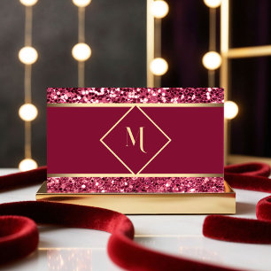 Eleganter Gold & Roter Glitzer Moderne Visitenkarte