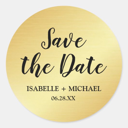 Eleganter Gold Save the Date Umschlag Aufkleber (Vorderseite)