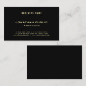 Eleganter Gold Schriftart Text Chic Black Schlicht Visitenkarte (Vorne/Hinten)
