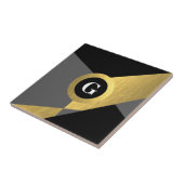 Eleganter Gold Schwarz Farbblock jedes Monogramm Fliese (Seite)