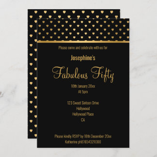 ELEGANTER GOLD SCHWARZ HERZPATTER EINLADUNG