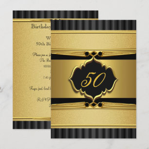 Eleganter Gold Schwarz Metall-Look Geburtstagsfeie Einladung