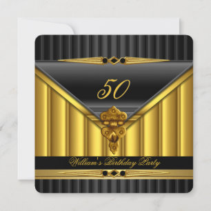 Eleganter Gold Schwarz Metall Schloss Geburtstagsf Einladung