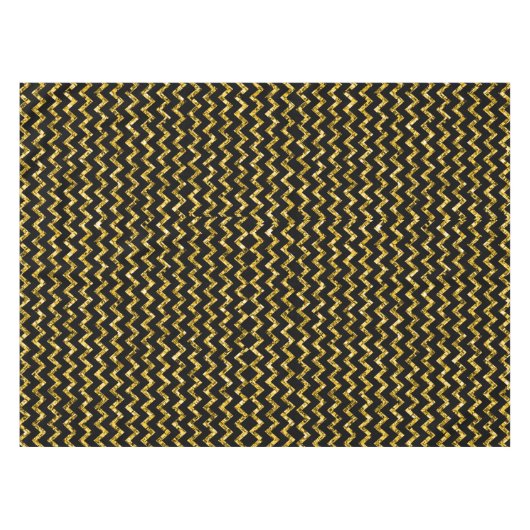 Eleganter Gold Schwarzer Glitzer Zickzack Streifen Tischdecke (Vorderseite (Horizontal))