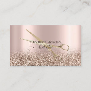 Eleganter Gold Scissors Rose Gold Glitzer Visitenkarte