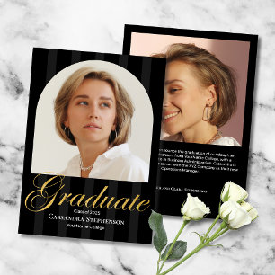 Eleganter Gold Script 2 Foto Custom Abschluss Ankündigung