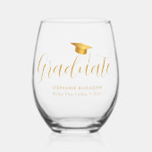 Eleganter Gold Script-Abschluss Weinglas Ohne Stiel (Vorderseite)