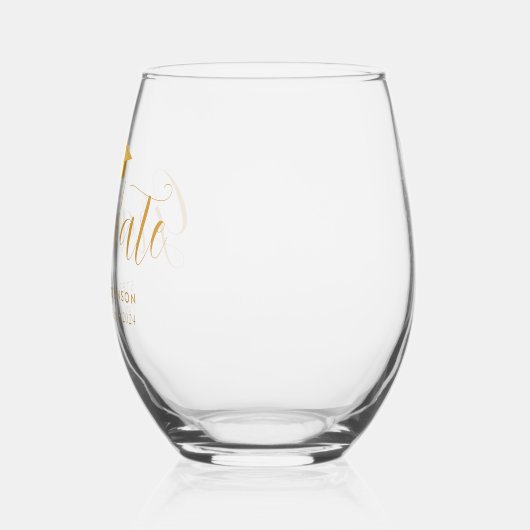 Eleganter Gold Script-Abschluss Weinglas Ohne Stiel (Links)