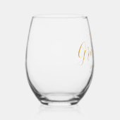 Eleganter Gold Script-Abschluss Weinglas Ohne Stiel (Rechts)