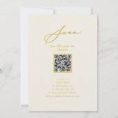 Eleganter Gold Script Cream Probe Dinner QR Code Einladung (Rückseite)