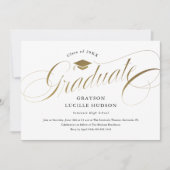 Eleganter Gold Script Foto Abschluss Einladung (Vorderseite)