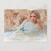 Eleganter Gold Script Foto Abschluss Save the Date Postkarte (Vorderseite)