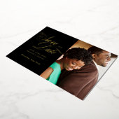 Eleganter Gold Script Foto QR Code Save the Date Folieneinladung (Gedreht)