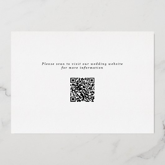 Eleganter Gold Script Foto QR Code Save the Date Folieneinladung (Rückseite)