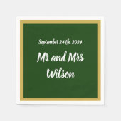 Eleganter Gold Script Frame auf Gold Cocktail Serv Serviette (Vorderseite)